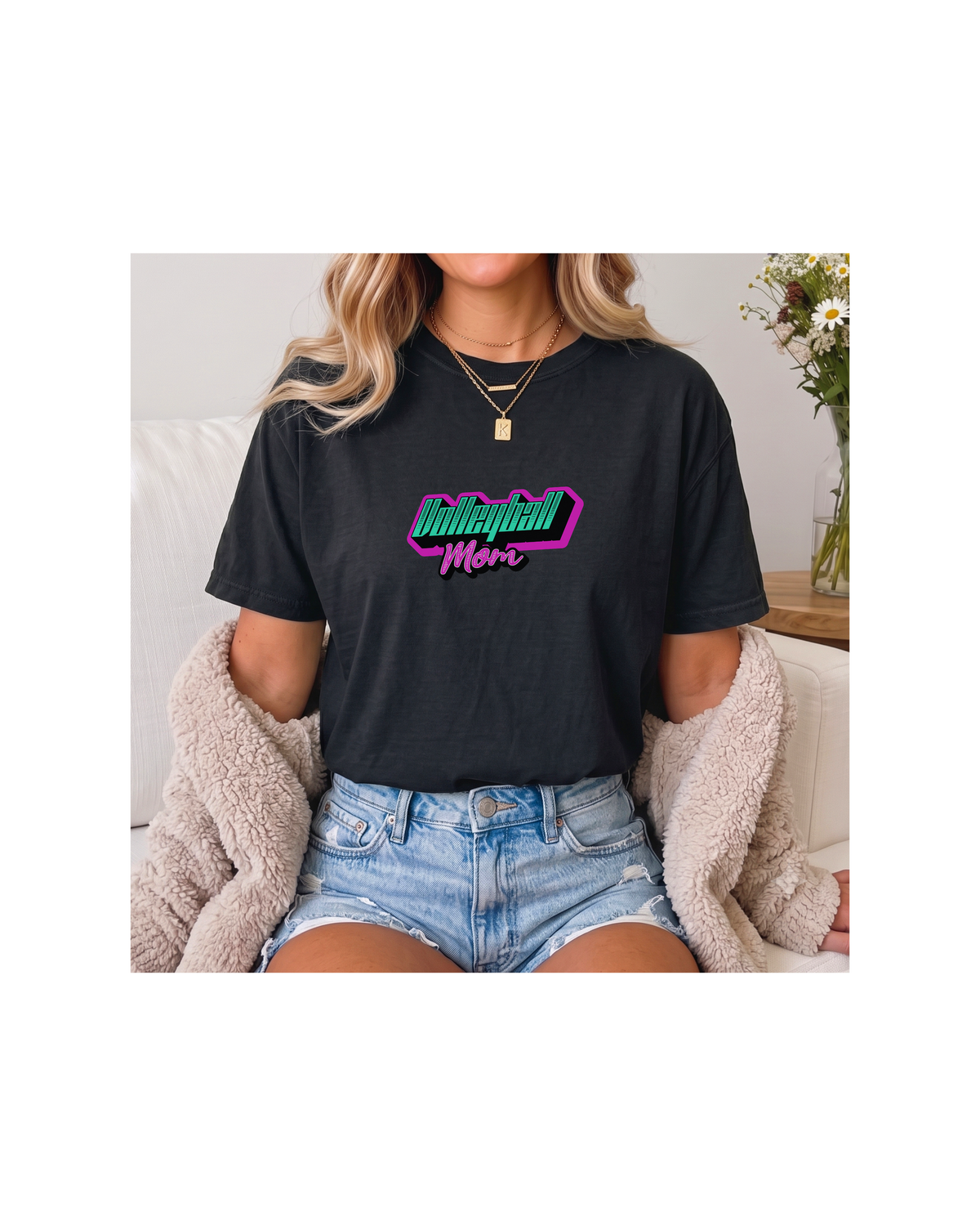 Comfort Colors Volleyball Mom Shirt | Neon Game Day Tee