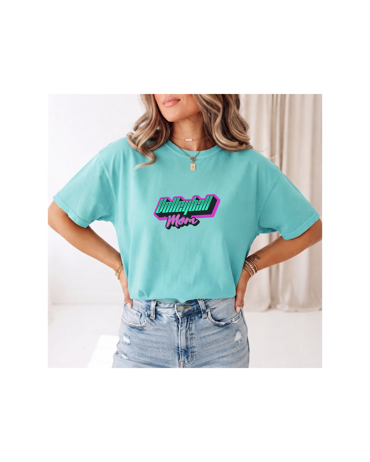 Comfort Colors Volleyball Mom Shirt | Neon Game Day Tee