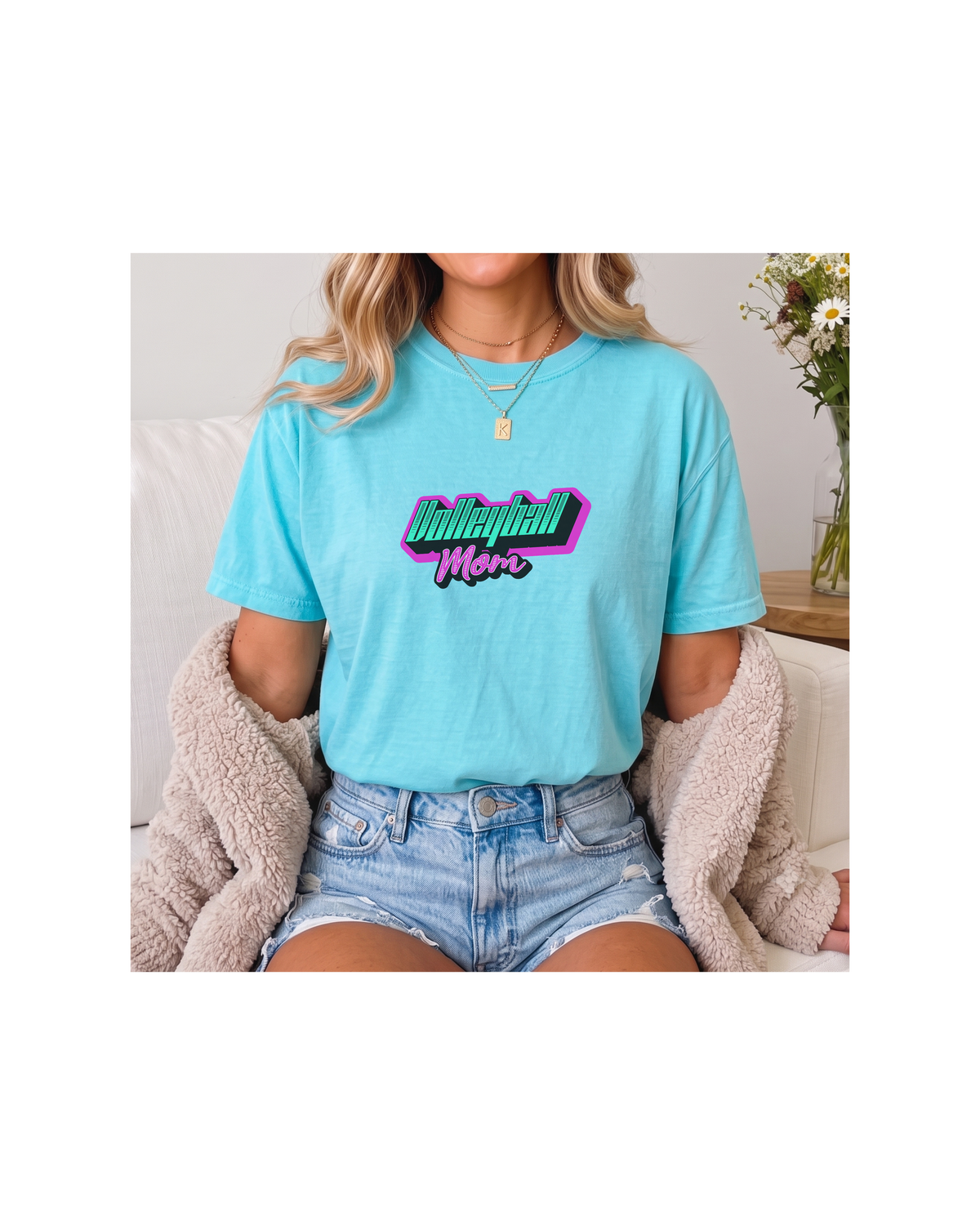 Comfort Colors Volleyball Mom Shirt | Neon Game Day Tee