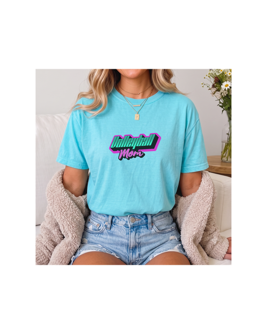 Comfort Colors Volleyball Mom Shirt | Neon Game Day Tee