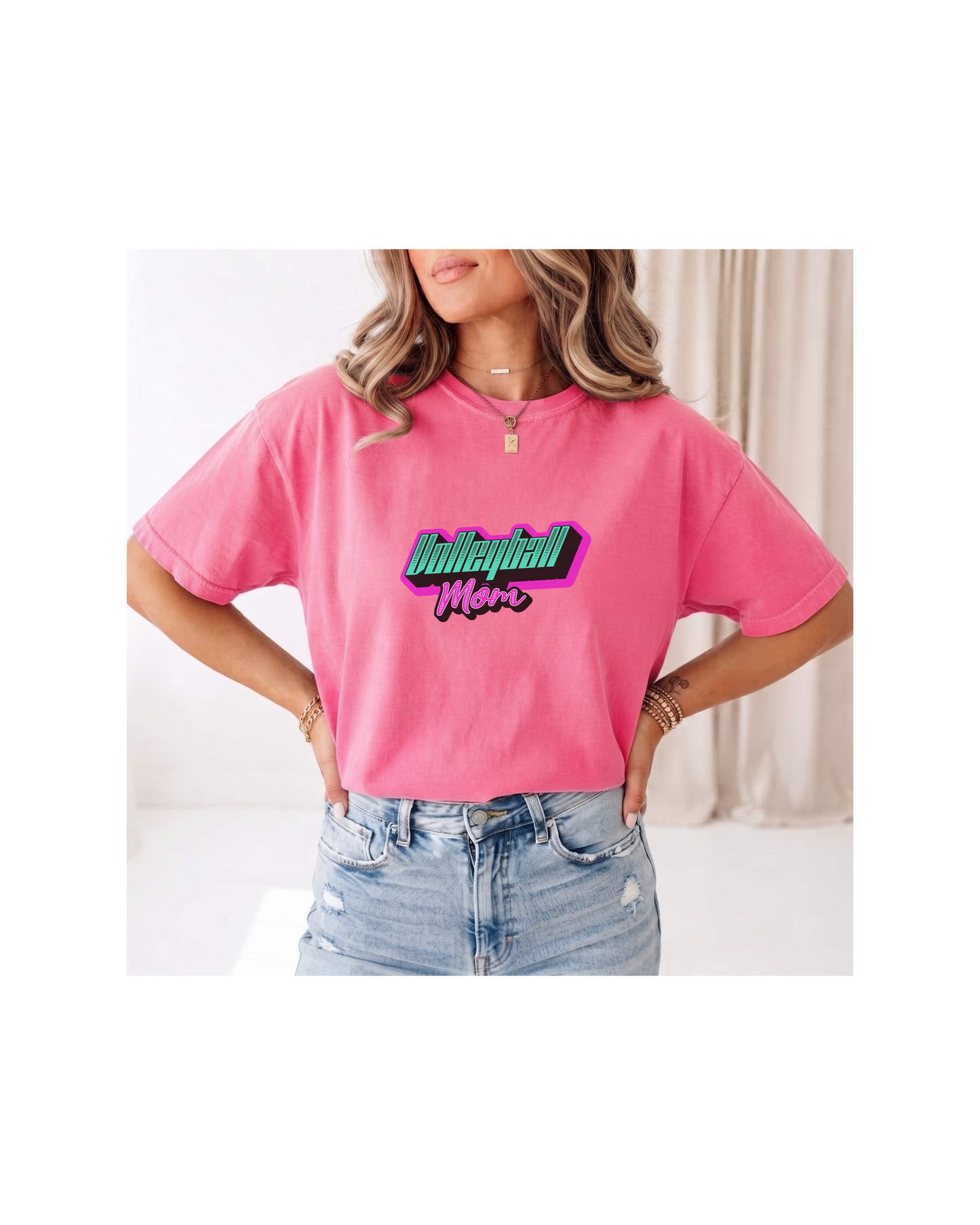 Comfort Colors Volleyball Mom Shirt | Neon Game Day Tee
