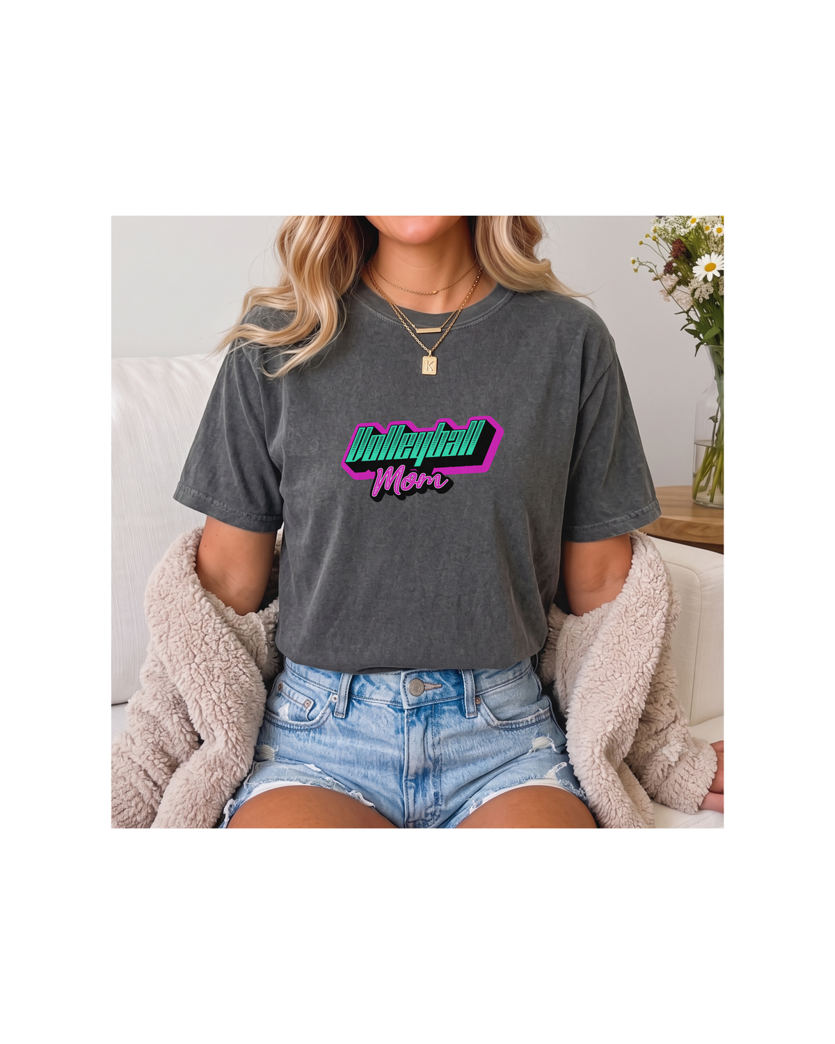 Comfort Colors Volleyball Mom Shirt | Neon Game Day Tee