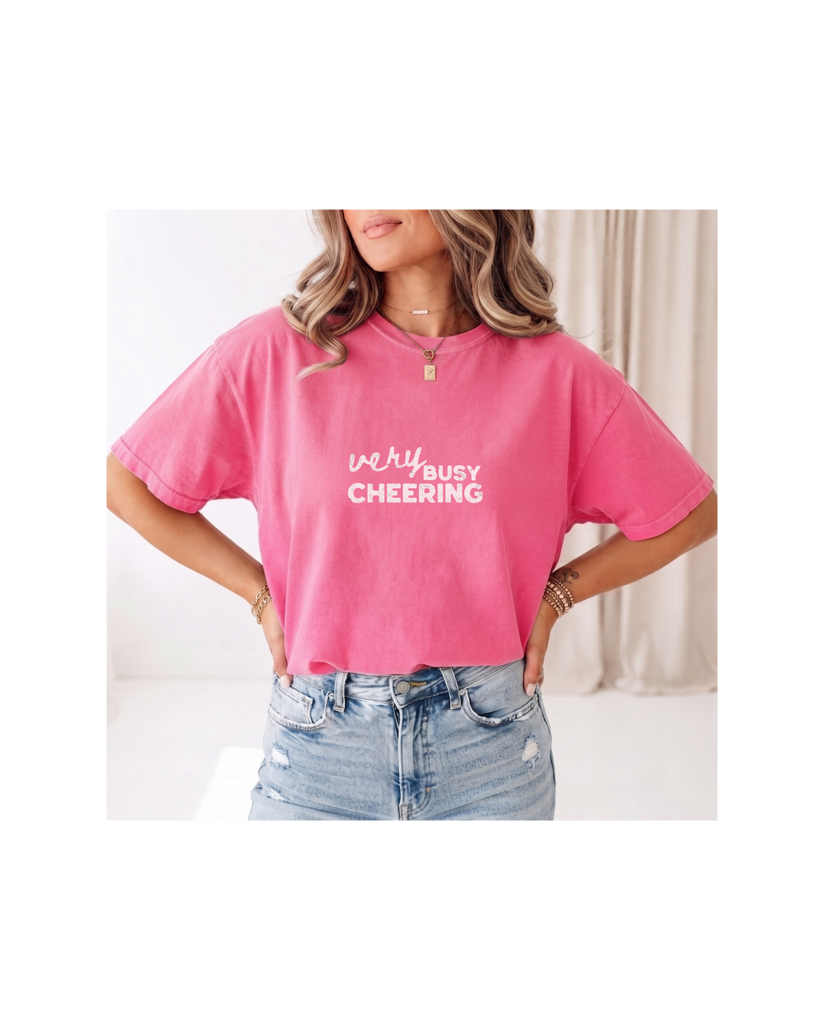 Very Busy Cheering Comfort Colors Tee | Sports Mom Shirt