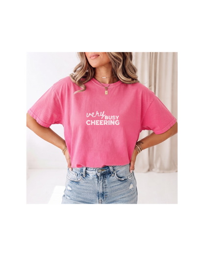 Very Busy Cheering Comfort Colors Tee | Sports Mom Shirt