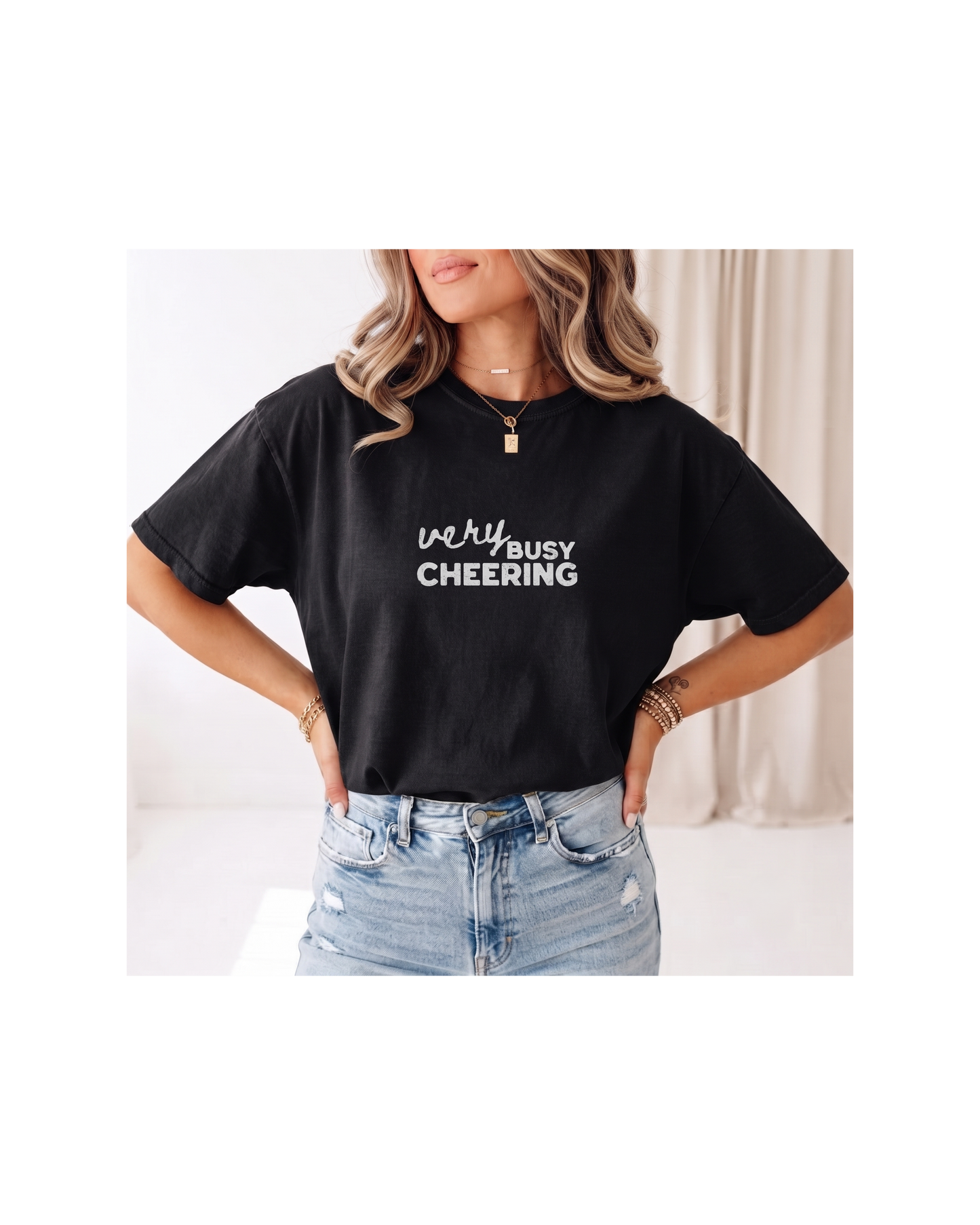 Very Busy Cheering Comfort Colors Tee | Sports Mom Shirt