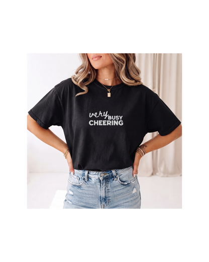 Very Busy Cheering Comfort Colors Tee | Sports Mom Shirt