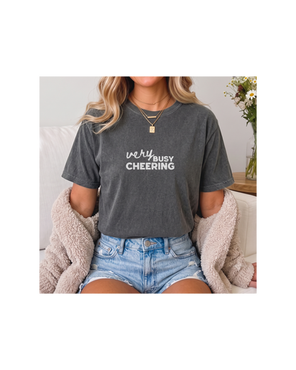 Very Busy Cheering Comfort Colors Tee | Sports Mom Shirt
