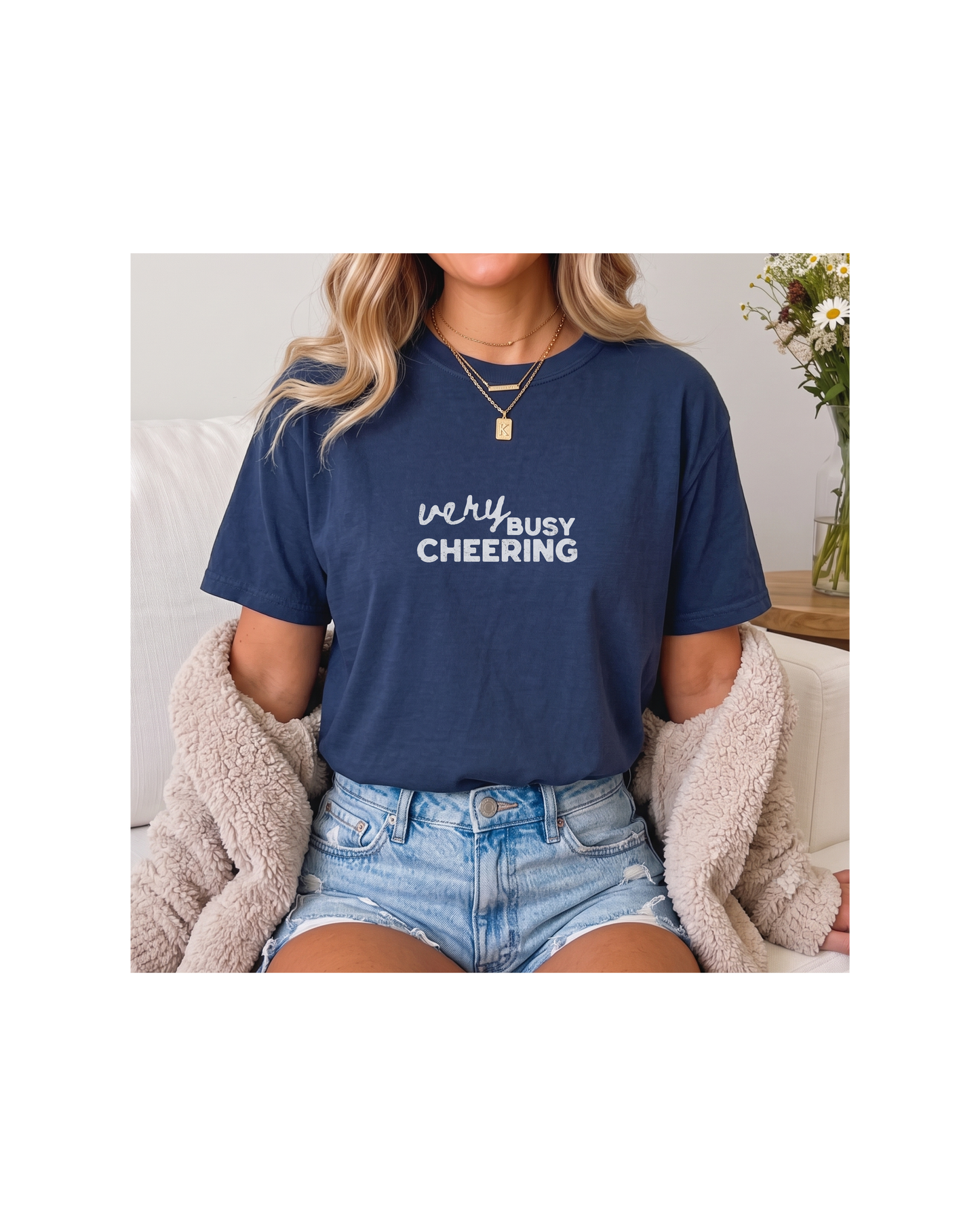 Very Busy Cheering Comfort Colors Tee | Sports Mom Shirt