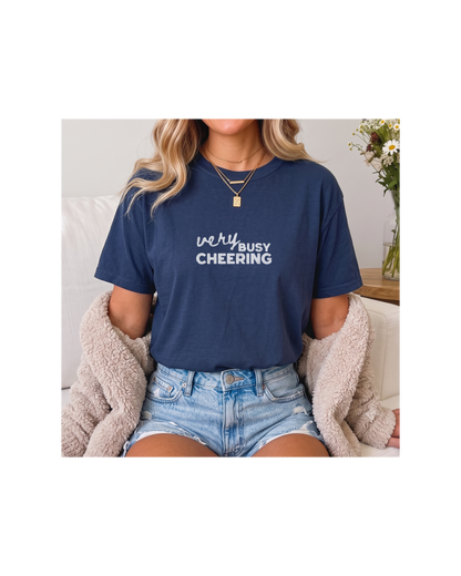 Very Busy Cheering Comfort Colors Tee | Sports Mom Shirt