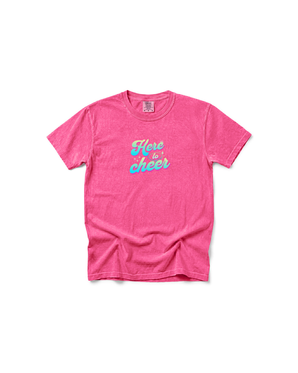 Here to Cheer Comfort Colors Tee | Colorful Sports Mom Shirt