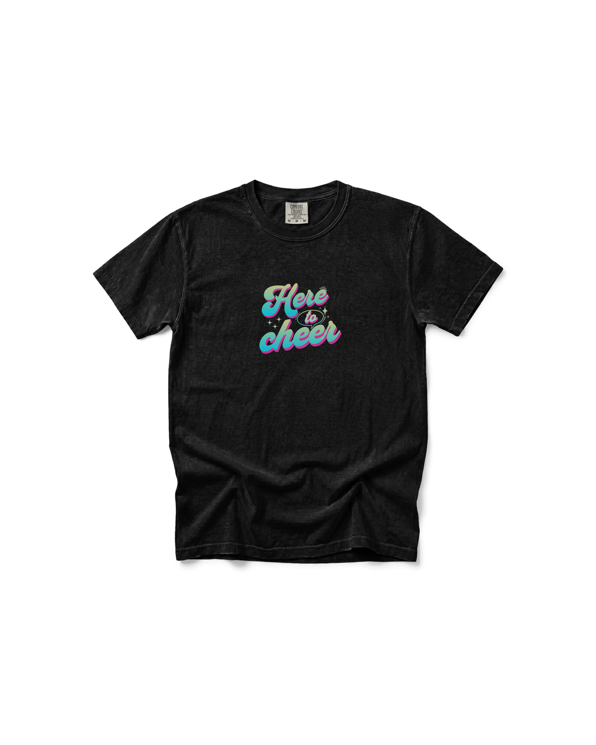 Here to Cheer Comfort Colors Tee | Colorful Sports Mom Shirt