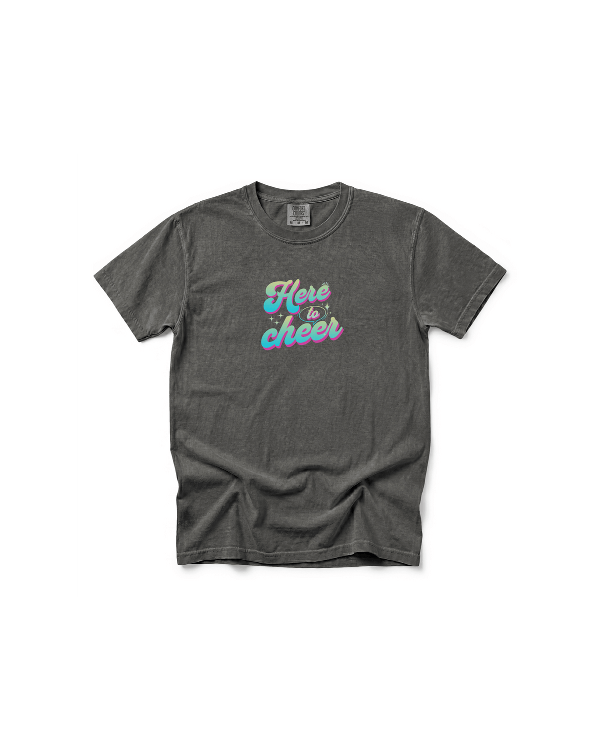 Here to Cheer Comfort Colors Tee | Colorful Sports Mom Shirt