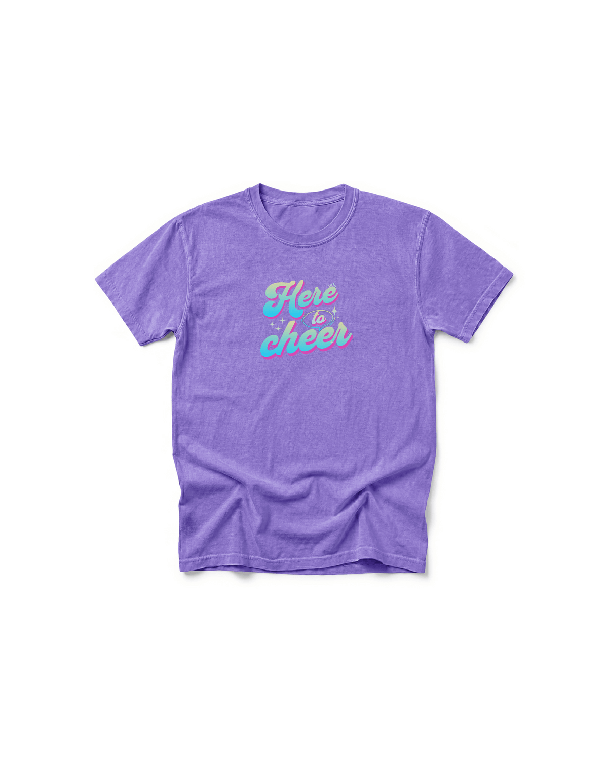 Here to Cheer Comfort Colors Tee | Colorful Sports Mom Shirt