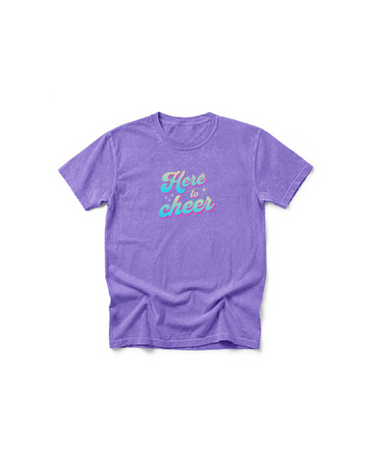 Here to Cheer Comfort Colors Tee | Colorful Sports Mom Shirt
