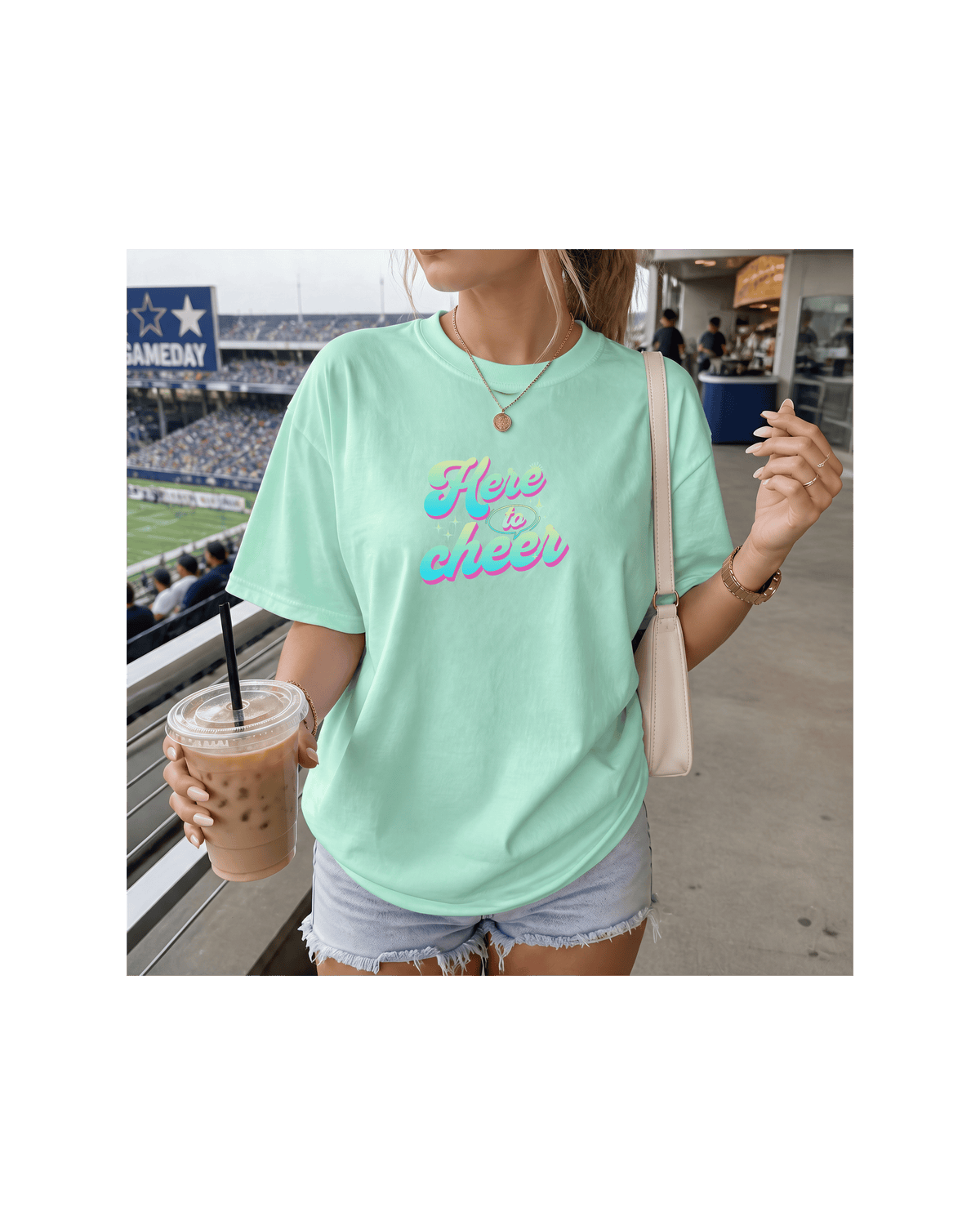 Here to Cheer Comfort Colors Tee | Colorful Sports Mom Shirt