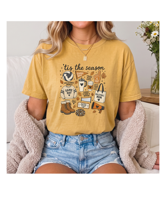Fall Volleyball Mom Comfort Colors Tee | Cozy Game Day Shirt
