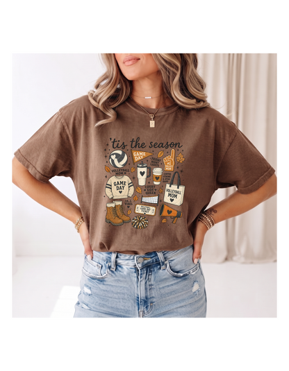 Fall Volleyball Mom Comfort Colors Tee | Cozy Game Day Shirt