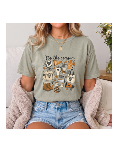 Fall Volleyball Mom Comfort Colors Tee | Cozy Game Day Shirt