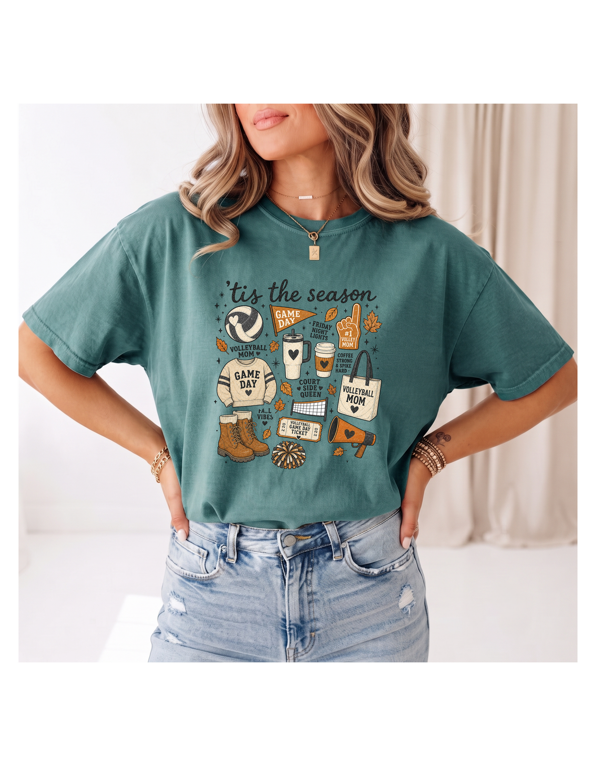 Fall Volleyball Mom Comfort Colors Tee | Cozy Game Day Shirt