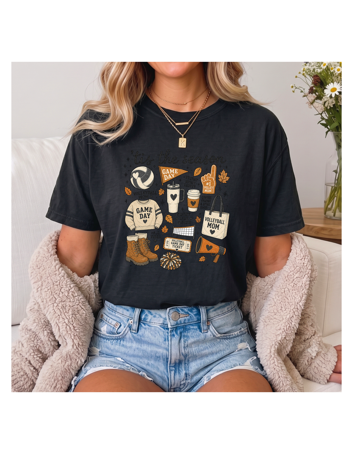 Fall Volleyball Mom Comfort Colors Tee | Cozy Game Day Shirt