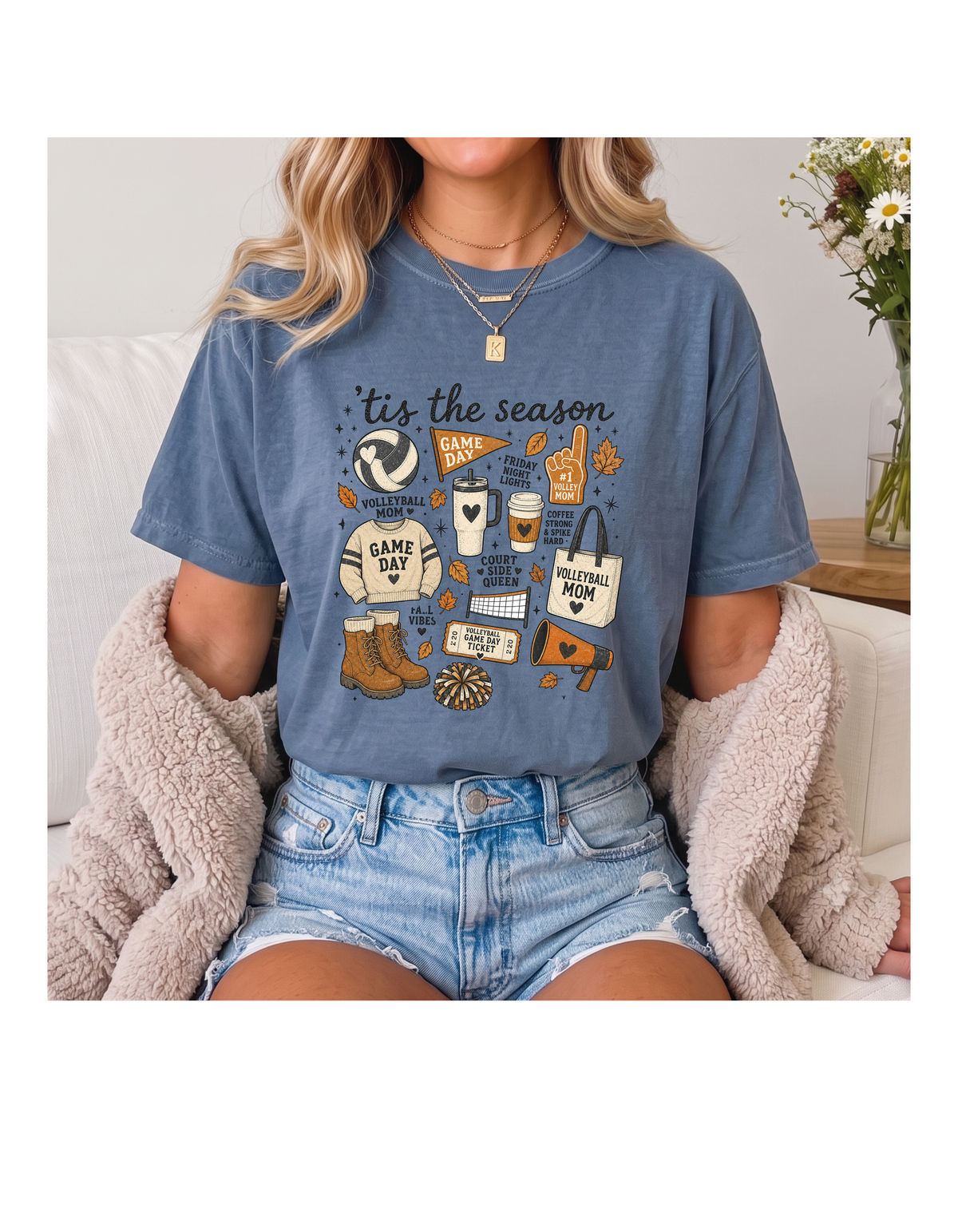 Fall Volleyball Mom Comfort Colors Tee | Cozy Game Day Shirt