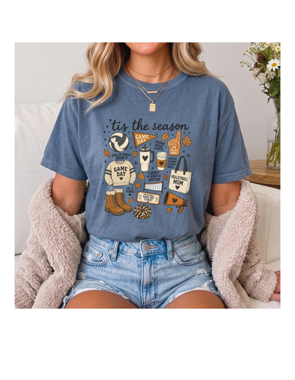 Fall Volleyball Mom Comfort Colors Tee | Cozy Game Day Shirt