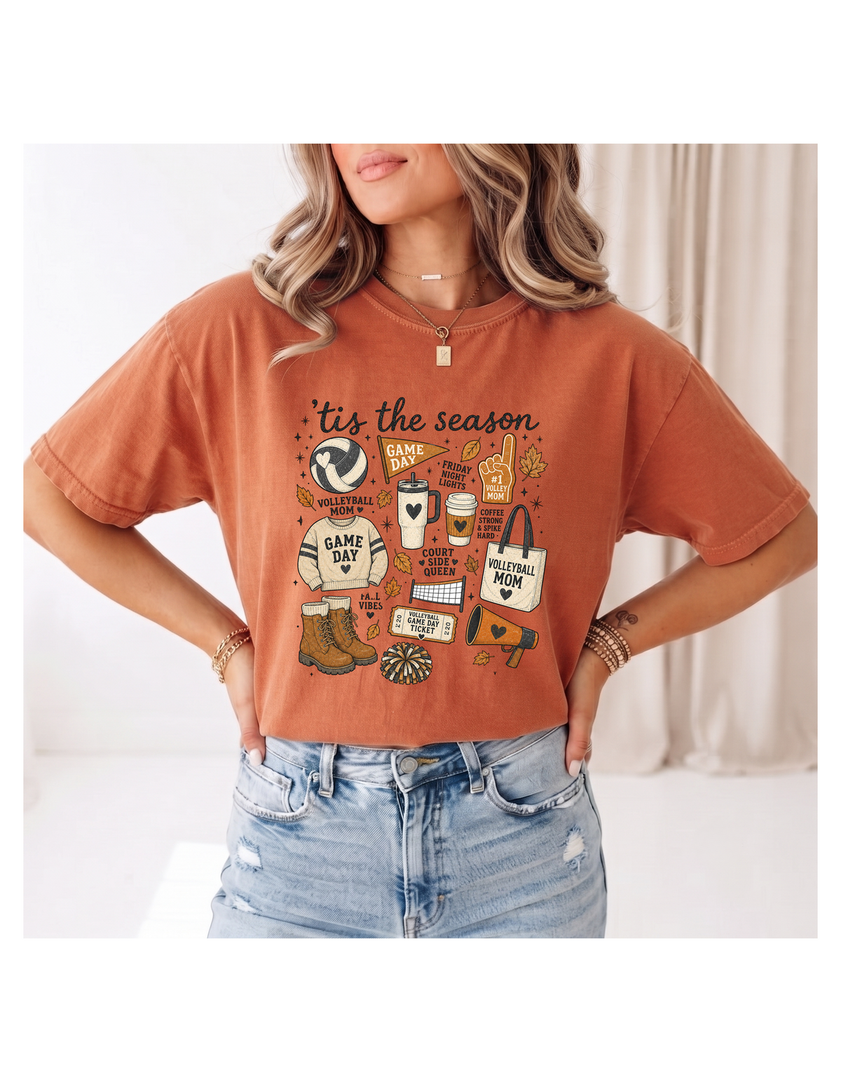 Fall Volleyball Mom Comfort Colors Tee | Cozy Game Day Shirt
