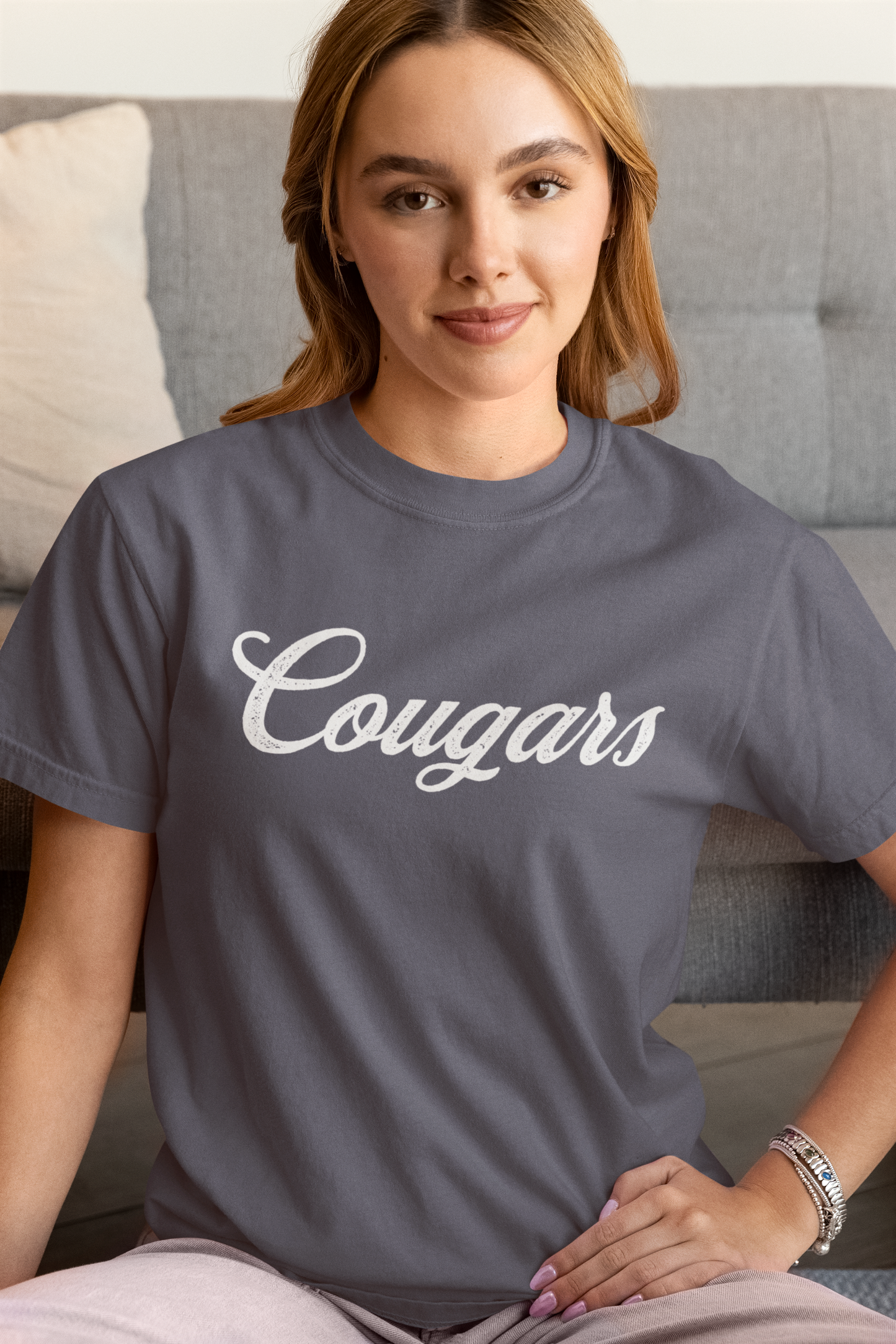 Customizable Cougars Mascot Heavy-Weight T-Shirt
