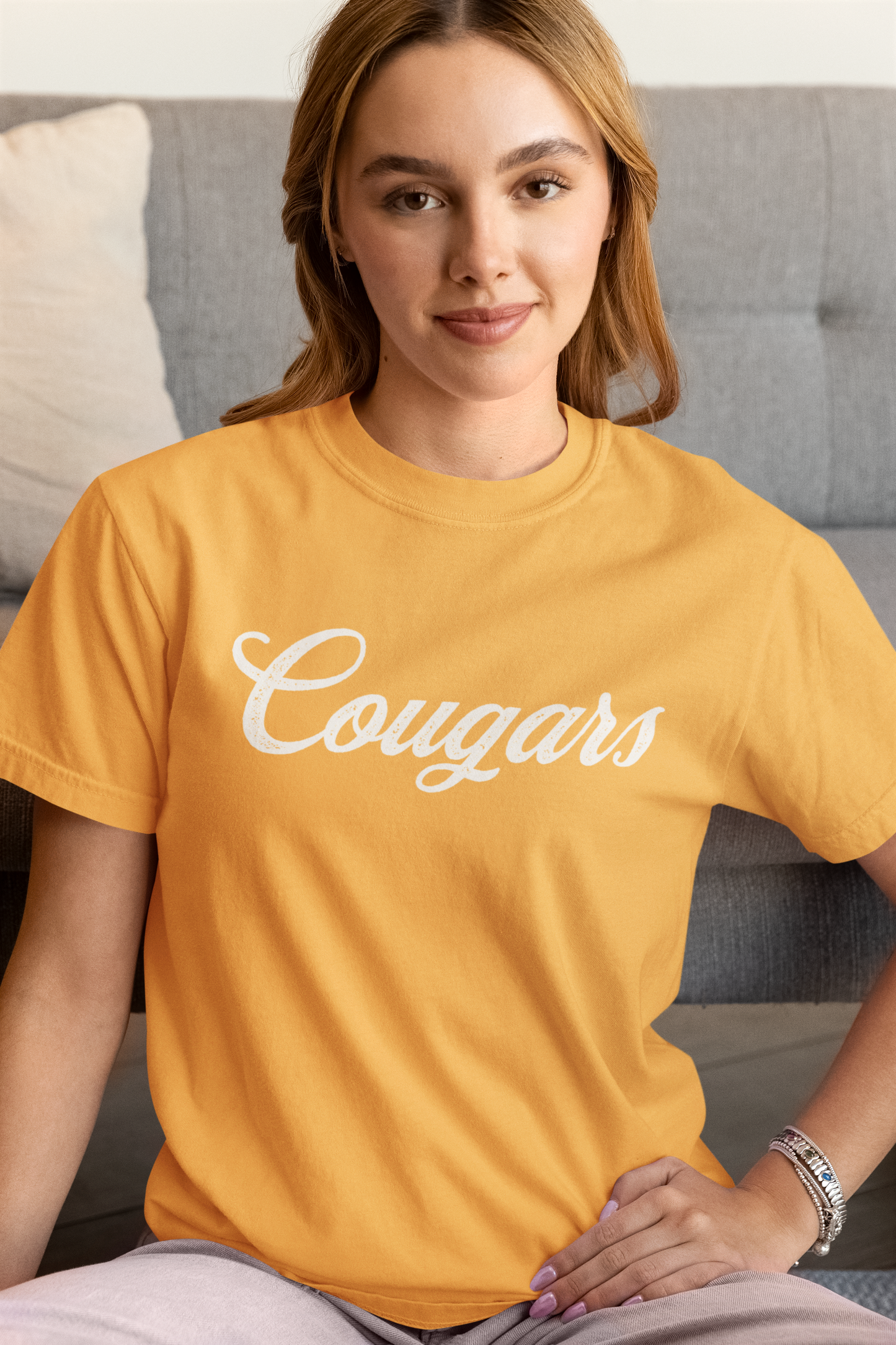 Customizable Cougars Mascot Heavy-Weight T-Shirt